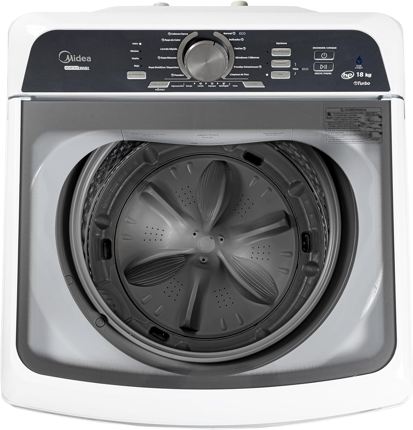 Primer pla del panell de control de la rentadora Midea