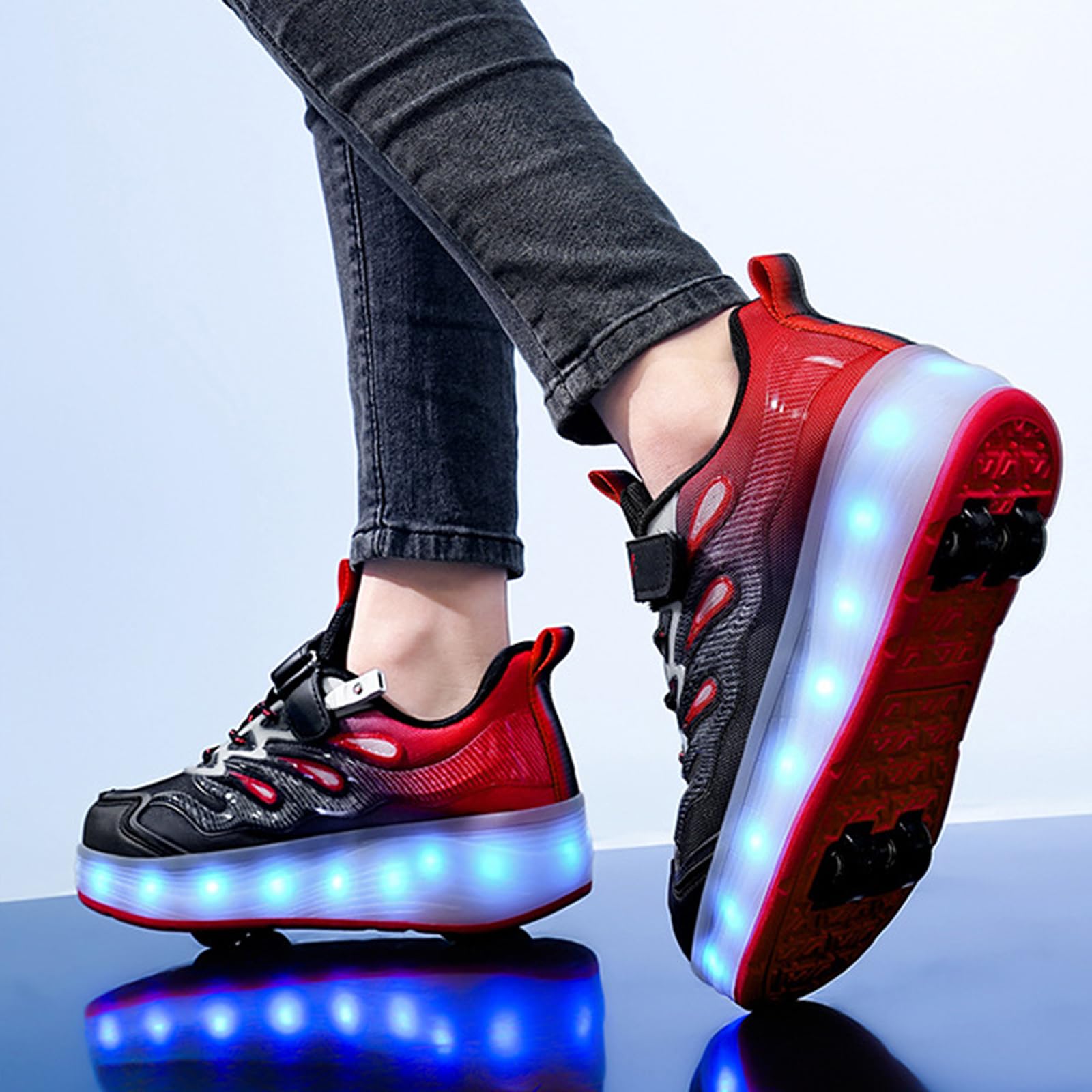 Zapatillas con Ruedas para NiñA NiñO,Zapatillas Patines,Zapatillas Ruedas NiñO,2 En 1 Zapatillas Patines,Zapatillas De Patines con Ruedas LED Light-Up,USB Recargable