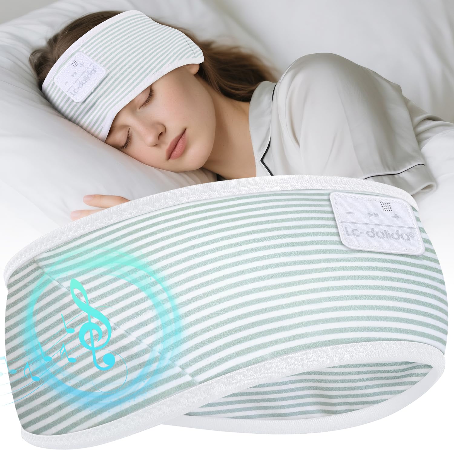 2 Cuffie Bluetooth A Fascia Per Dormire E Sport - Altoparlanti Ultrasottili, Microfono, Batteria 10h, Nero/grigio - 4
