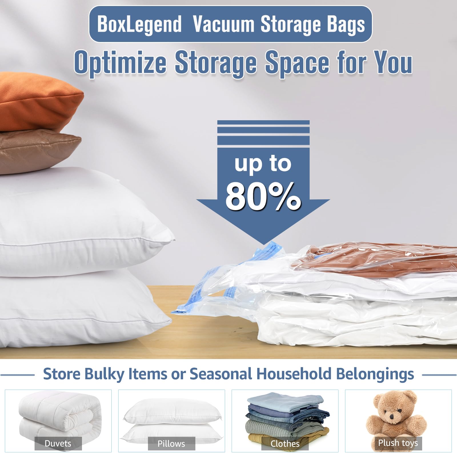 11 stuks vacuümzakken voor kleding, in 5 maten, vacuümzakkenset, reizen, vacuümzakken om op te rollen, geen pomp, ruimtebesparend, herbruikbare reisaccessoires (32 x 39/35 x 50/40 x 60/40 x 50/50 x 70