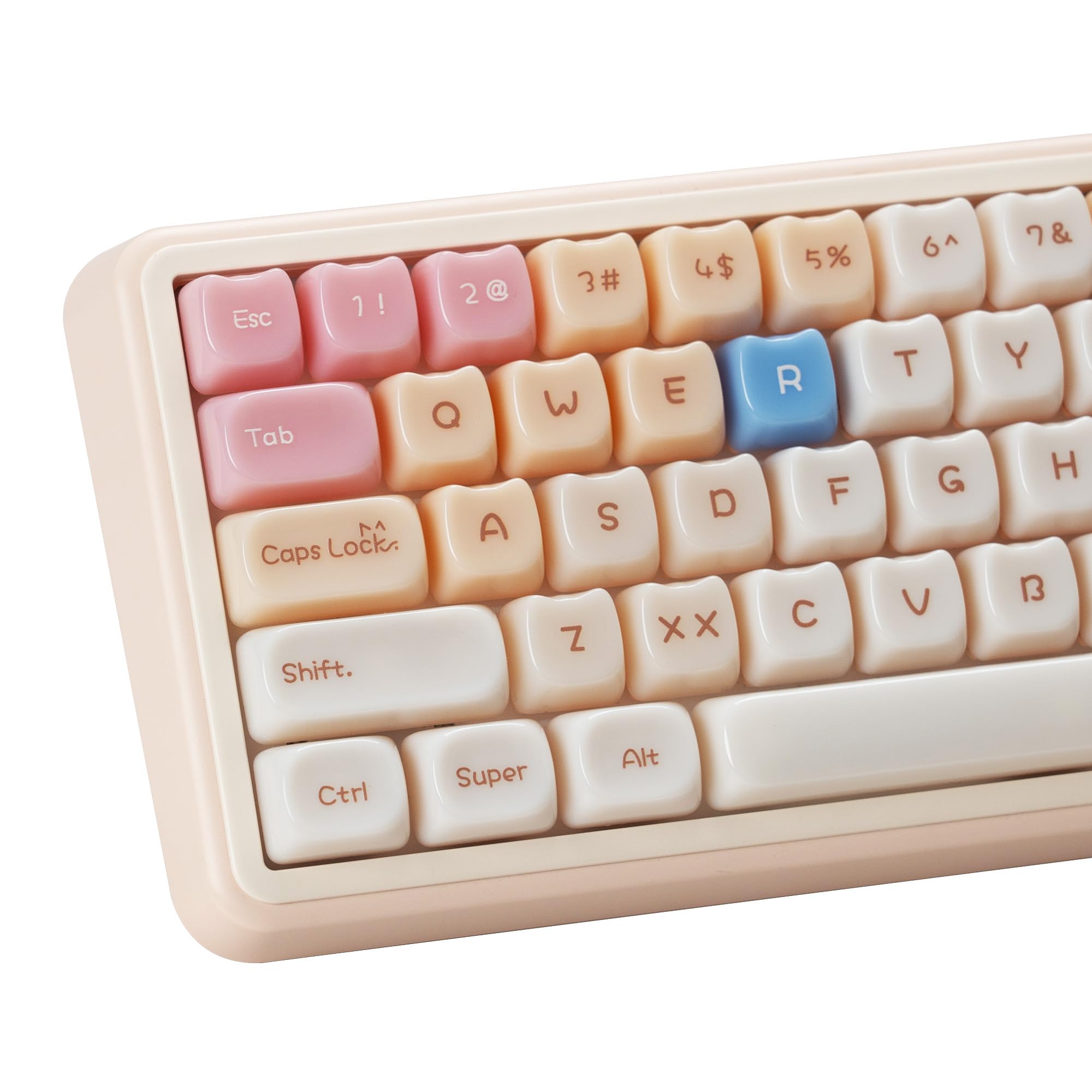 148 PCS Pink Translucent Cute Cat Jelly Jade Keycaps Mao Profile