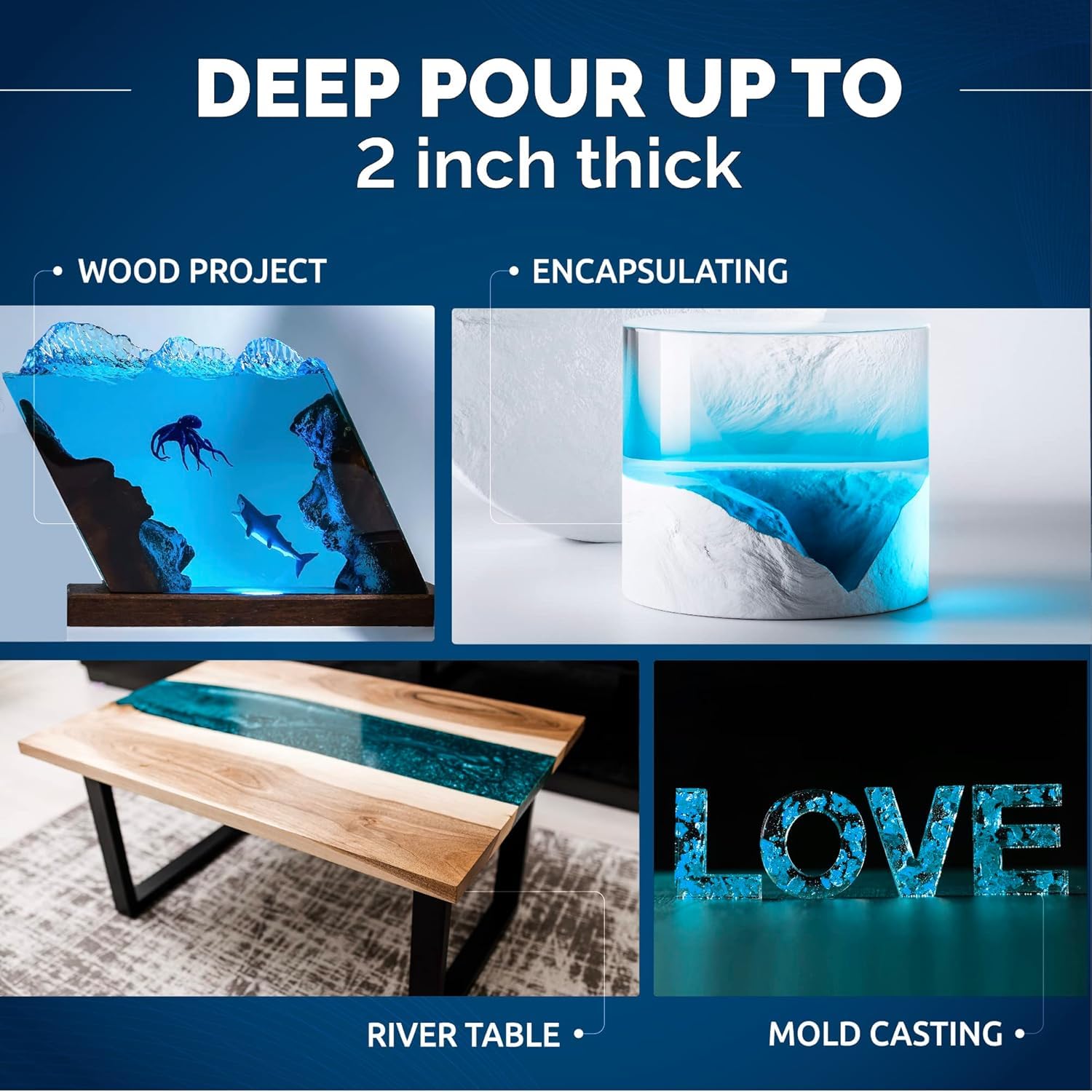 CRAFT RESIN 6L Resina Epoxi de Vertido Profundo – Capa Gruesa de Hasta 8 cm en un Solo Vertido – Resina Epoxi Transparente para Bricolaje, Arte, Mesas Río, Madera, Azulejos, Coladas Huecas y Moldes