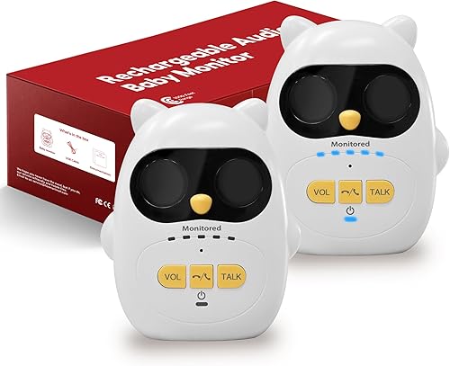 Monitor de audio para bebés con batería recargable, intercomunicador inalámbrico dúplex completo con rango de 1000 pies, monitor de bebé solo con