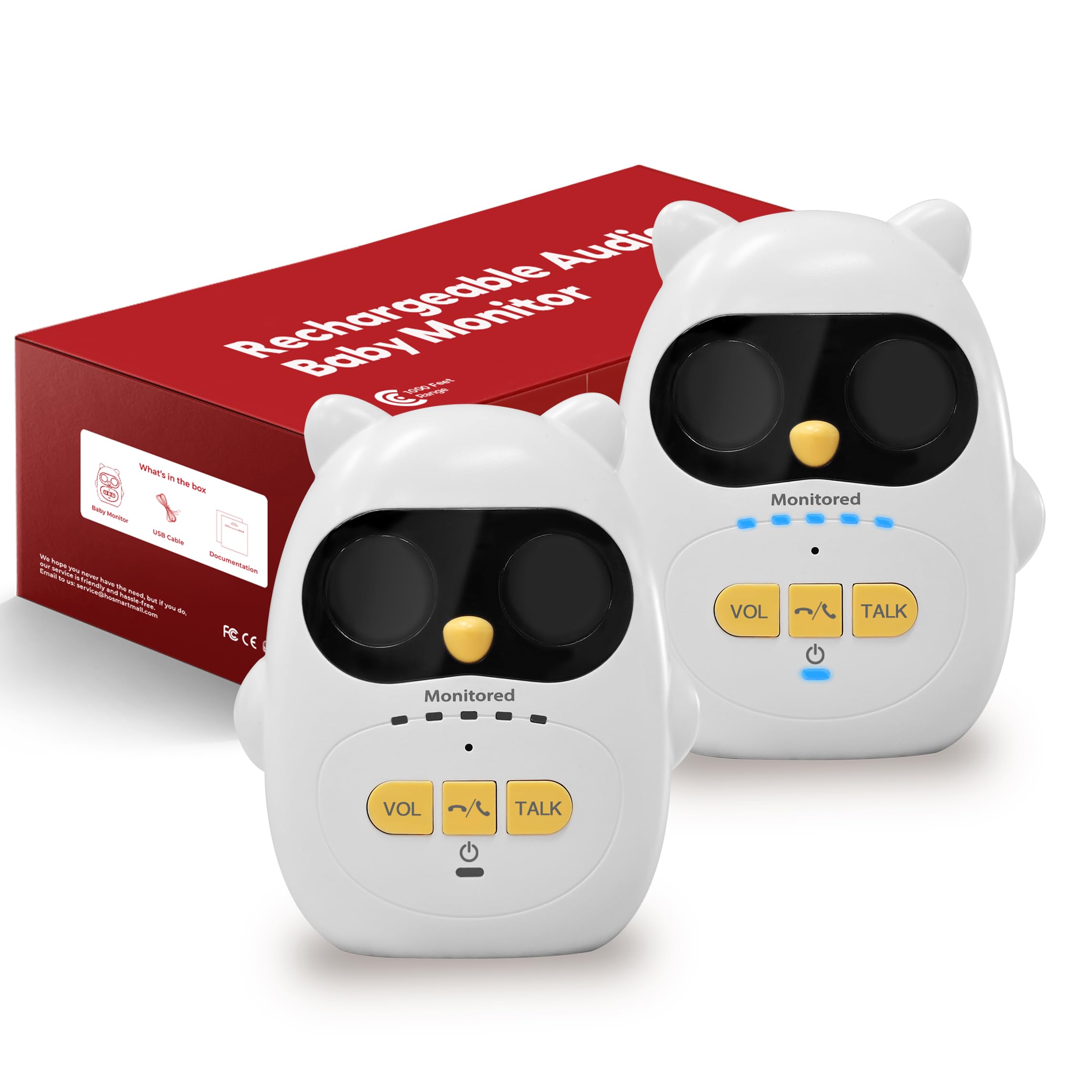 Audio Baby Monitor with Rechargeable Battery, Full-Duplex Wireless Intercom with 1000Ft Range, Baby Monitor Audio Only with Clear Sound, Two-Way Talk - for Home, Kids, Elderly, Pets, Indoor/Outdoor