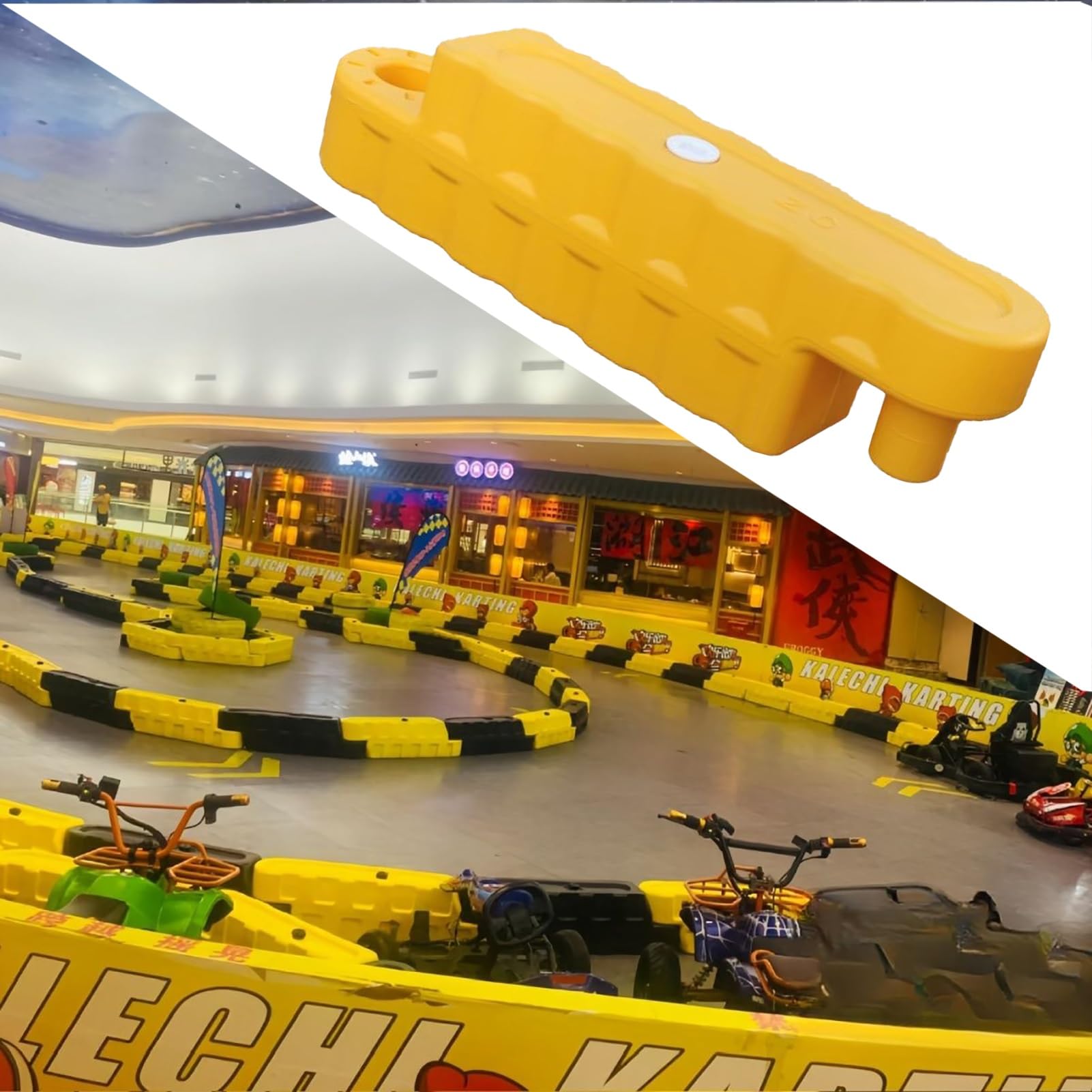 2/3 /4/5 Pcs Go Kart Track Fence, Amusement Park Bumper Car Racing Track Barrier, Children's Activities/Construction Lot Safety Protectiive Runway(Yellow 3 Pcs,Large)