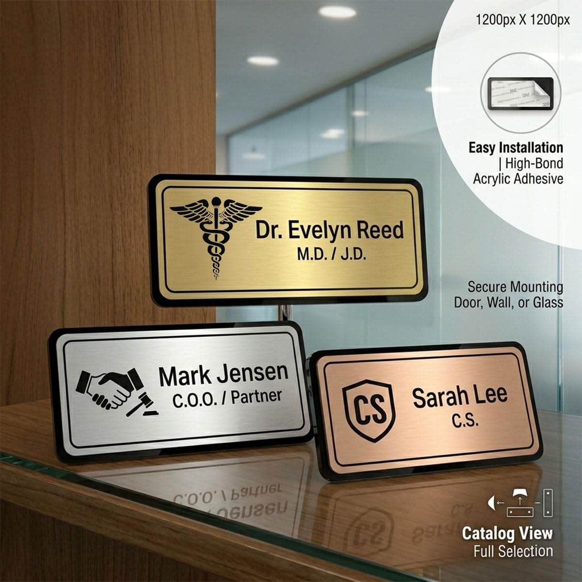 Customized Acrylic Name Plate for Office, Home, Workshop, Acrylic Laser Engraved Name Plates for Doctor, For CA, For Dentist, For Advocate, For Door, For Wall Name Plate 3 x 8 inch & 12 x 4 inch — Amazon image 5