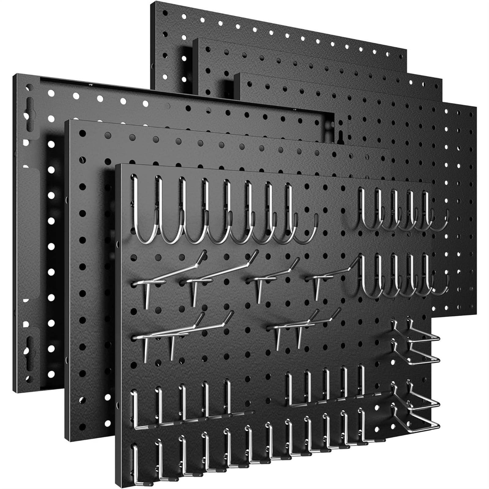 XILEUDUOD Pegboard Metal Pegboard Panels 6 Pack, Heavy Duty Steel Pegboards Wall Organizer with 50 Hooks, 48x24 Inch