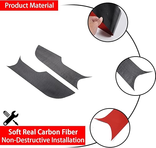 Miniatura 5 de Adhesivo antipatadas para puerta interior de automóvil, compatible con C7 Stingray Corvette 2014-2019, fibra de carbono suave, 2 unidades,