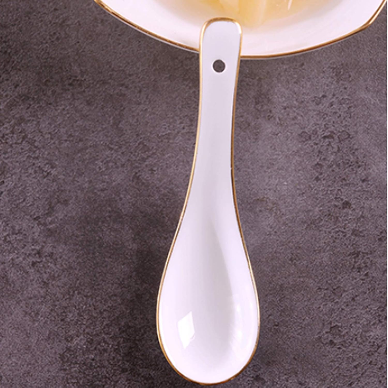 Serving spoon [Ten packs] Healthy Long Handle Spoon Set Creative Cute Household Ceramic Spoon Easy to Clean Dessert spoon (Size : Small)