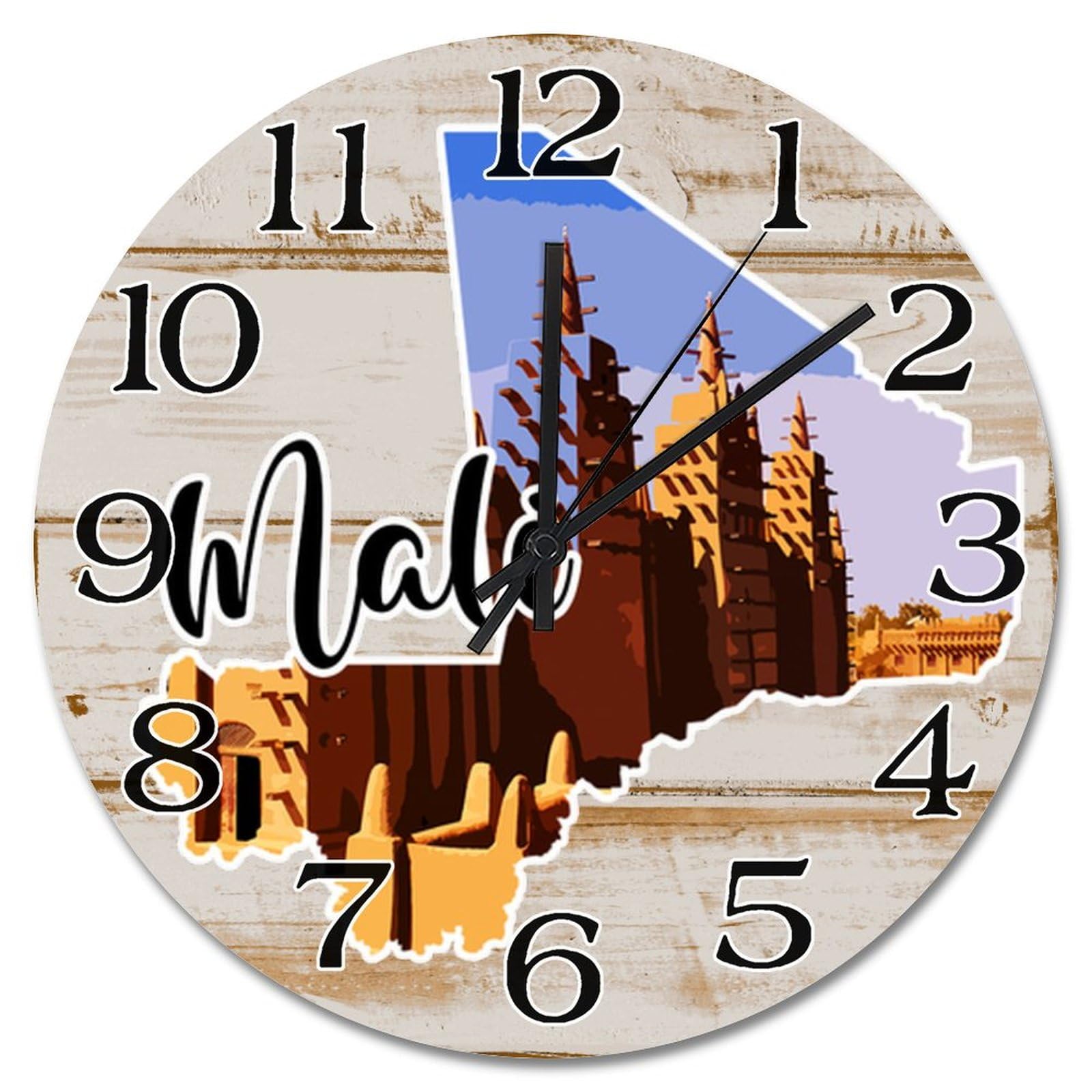 Horloge murale silencieuse en bois mécanique sans tic-tac pour chambre