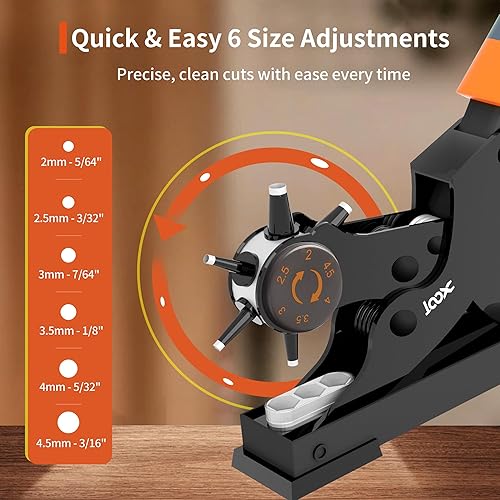 Miniatura 48 de XOOL Kit de herramientas con ojales, herramienta de perforación de artesanía en cuero, 1/2" y 3/8