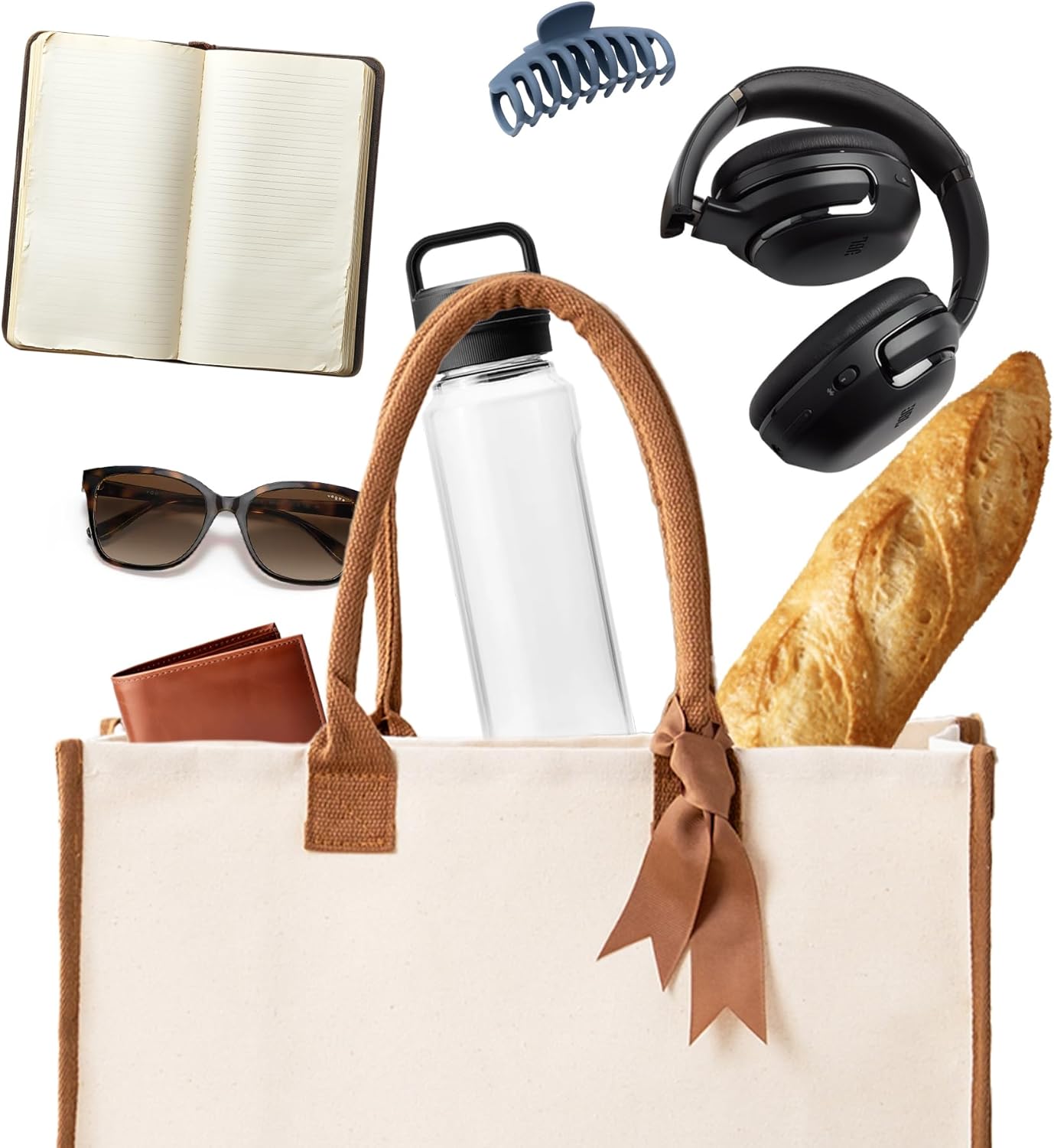 1 | 3 | 6 | 12 | 60 Pack Wedding Tote Bag w/Bottom Board & Ribbon, 100% Cotton for Bridesmaids, Bridal Shower