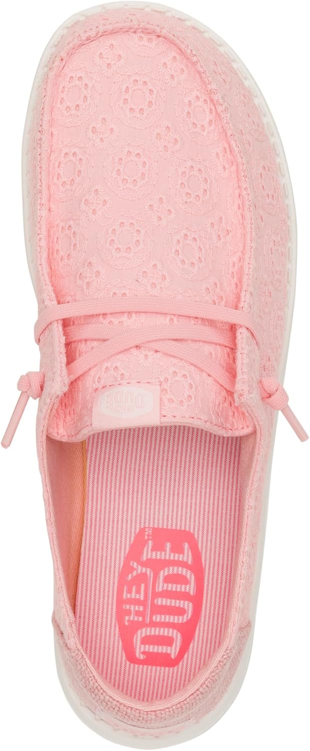 HEYDUDE Wendy Eyelet Lace Pale Pink Size 7, Women’s Shoes, Women’s Slip-on Loafers, Comfortable & Light-Weight - Image 3