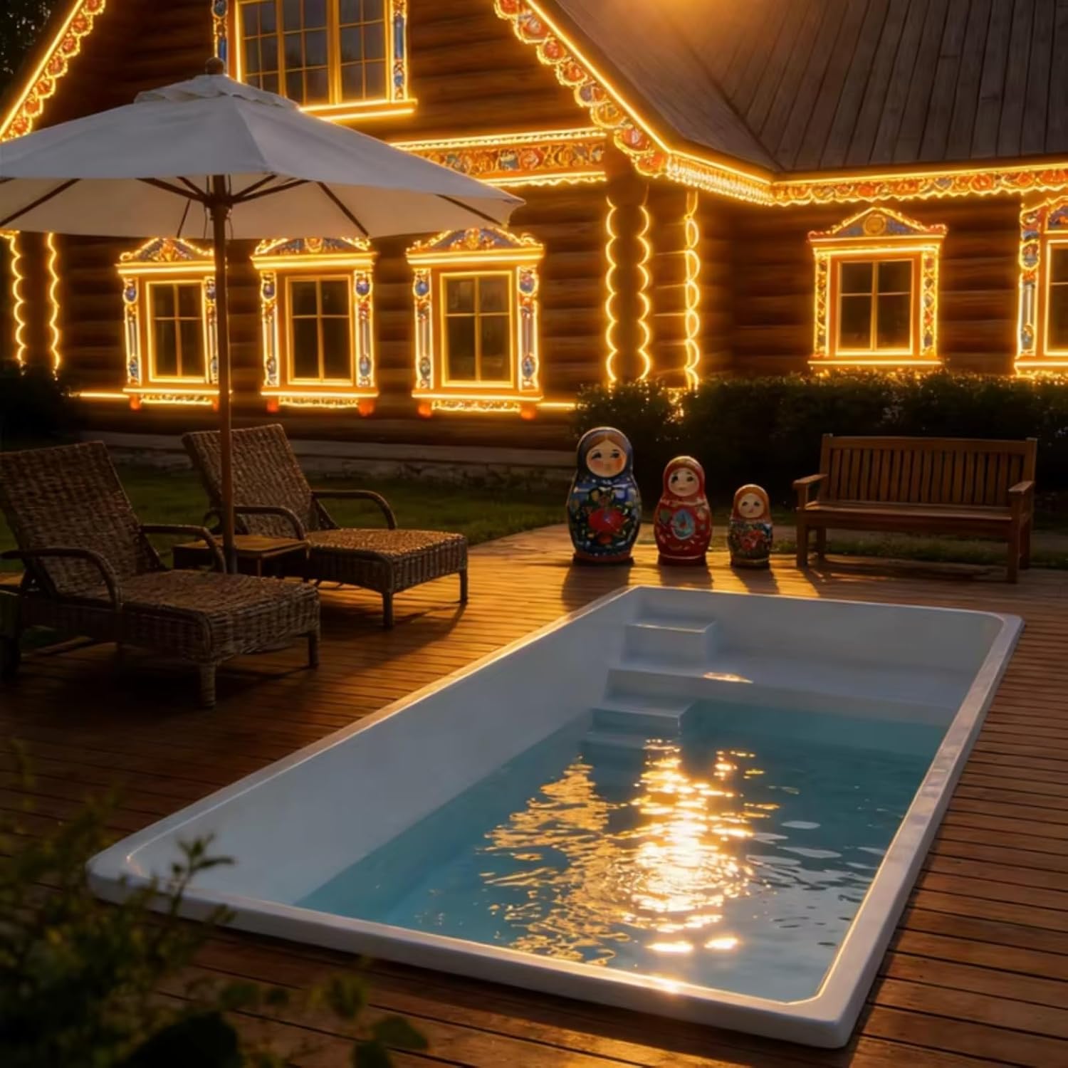 Luxury Estate Swimming Pool Rectangle Shape Easy Install Swimming Pool Above Ground Pool for Family Gatherings, Swimming, Celebration Parties, Relaxation