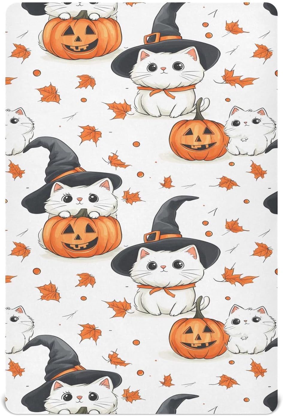 Caikeny Fitted Crib Sheet for Boys Girls Cute Kawaii Cats Pumpkin Halloween Witch Baby Crib Sheets Bassinet Sheets Crib Mattress Bed Sheets for Toddler Newborn Infant 27 x 39 in