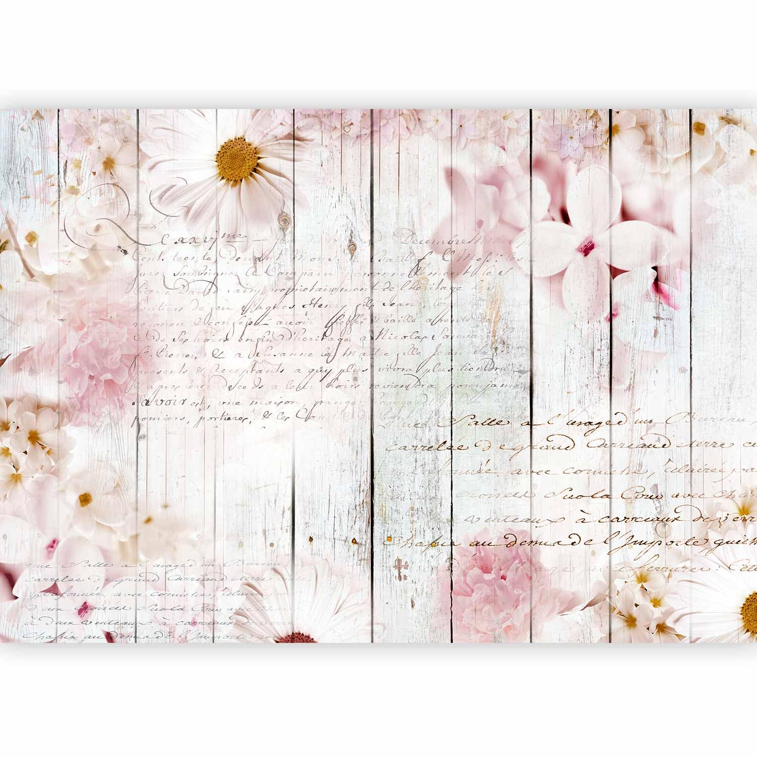 murando Premium Photo Wallpaper Flower 450x315 cm / 178"x124" Non-Woven Premium Art Print Fleece Wall Mural Decoration Poster Picture Design Modern Wood Look Vintage Boards b-C-0797-a-a — image 1