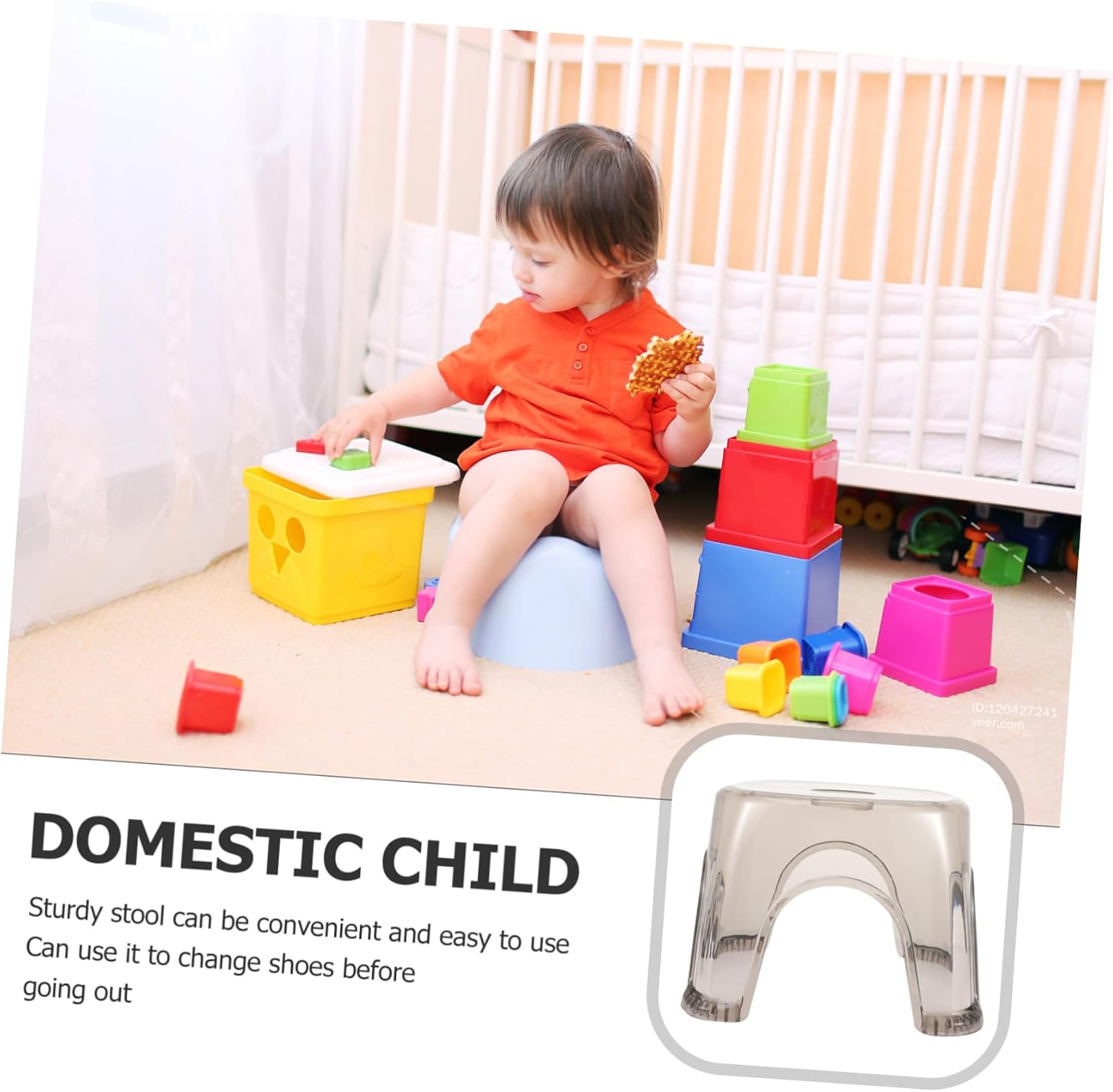 2pcs Step Stool for Boys and Girls Plastic Household Stool Sturdy Skid-Resistant for Bathroom Living Room