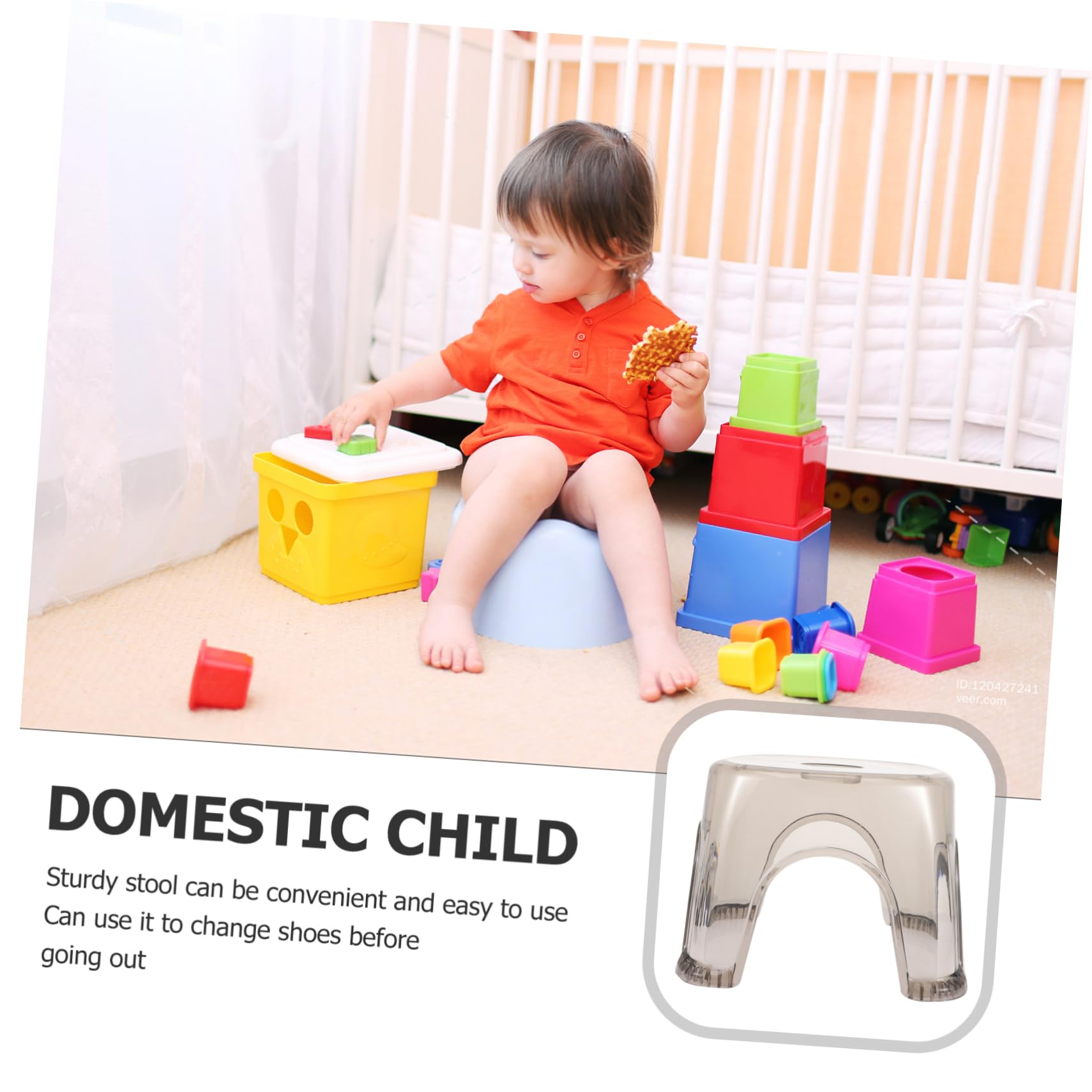 IWOWHERO Bathroom Stool for Boys and Girls Lightweight Plastic Step Stool Safe Non-Slip Base