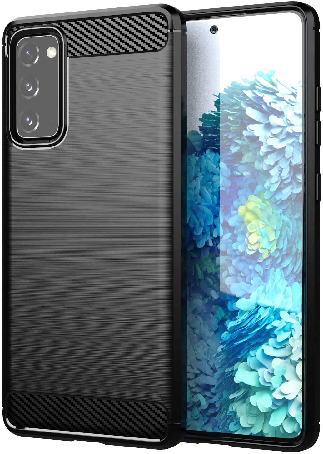 MARGOUN for Samsung S20 FE Case Premium Silicone Cover with Carbon Fiber Pattern - Black