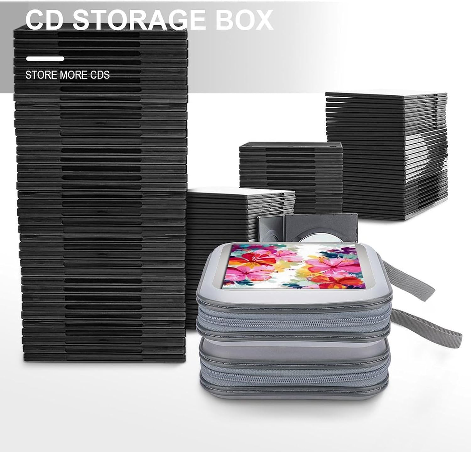 40-sheet Capacity CD Case Storage Bag,Hawaiian Flower Print Printed Large Capacity CD Protective Storage Organizer Portable DVD Case for Car, Home,Office,Travel