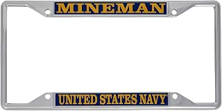 Desert Cactus US Navy Mineman Car Accessories Enlisted Rating Insignia Metal License Plate Frame and Tag Holder for Front or Rear of Vehicle