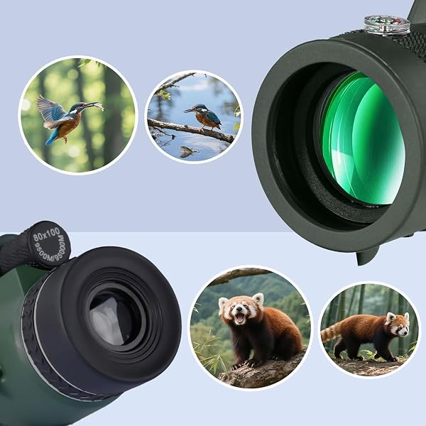 10x50 High Powered Monocular Telescope, Compact Non-Slip Portable Monocular for Bird Watching, Camping, Hiking, Travel, Concerts and Outdoor Viewing(Green) - 3