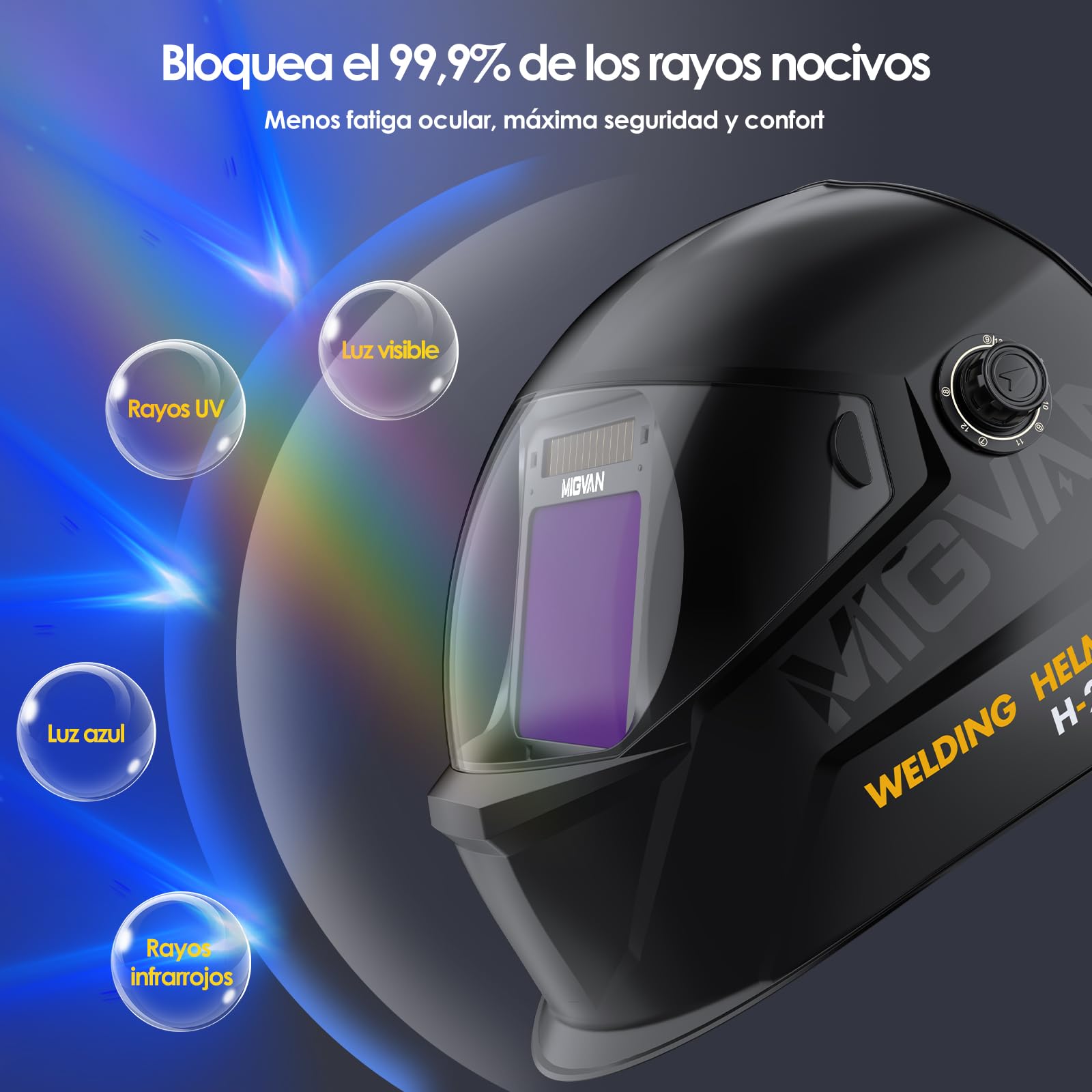 Casco de Soldar Automático True-Color, UHD 100x82mm Vista XL H-21-G | Oscurecimiento 0,1ms Solar/Batería Pantalla (DIN 4/5-9/5-13) MIG/TIG/MMA para Bricolaje, Taller & Industria