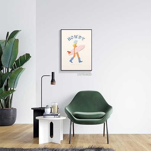 Miniatura 7 de gooptyinh Lienzo decorativo de pared de vaquera costera de moda, póster estético de habitación de niña surfista azul Howdy y Aloha, decoración de