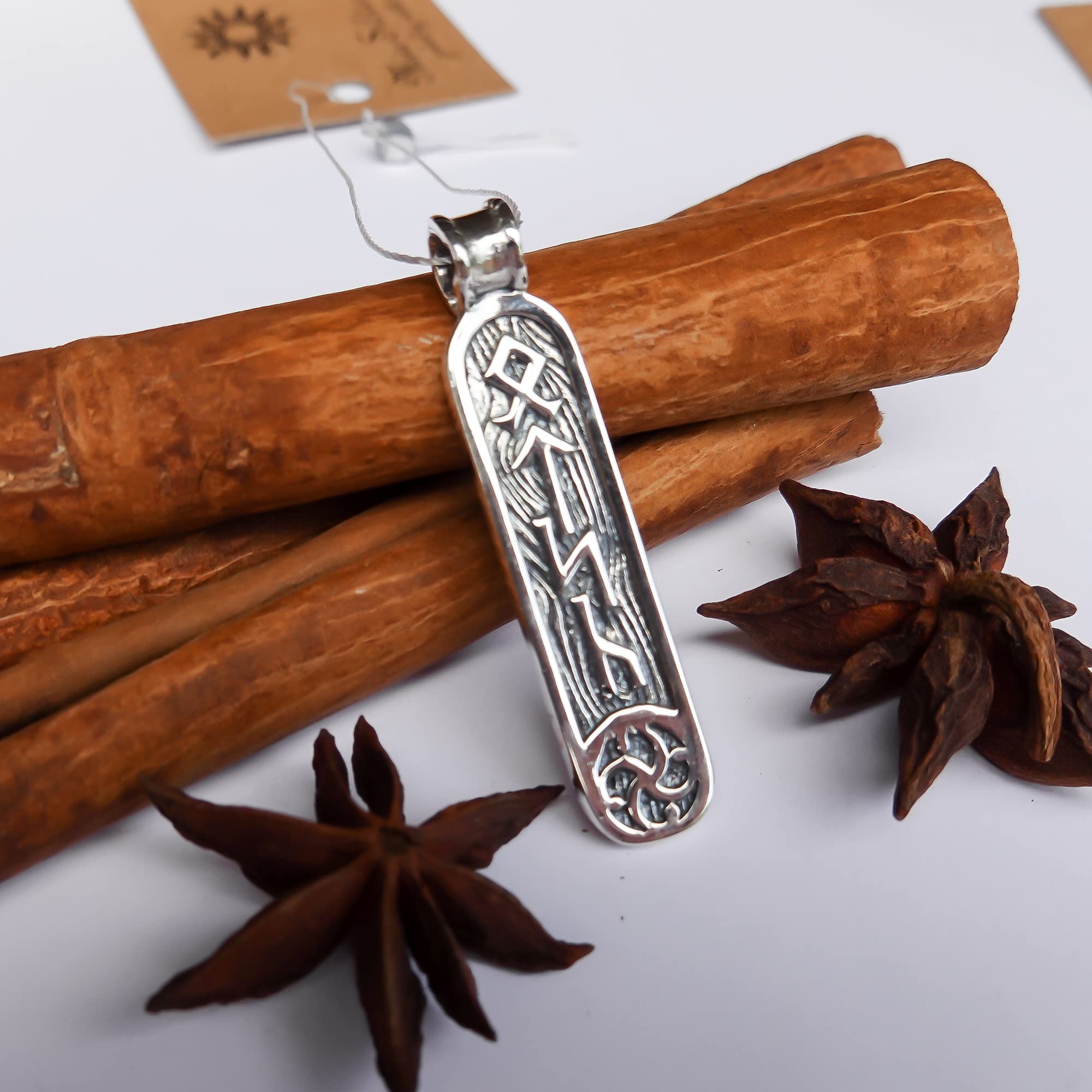 Viking Mens Rune Formula Pendant Necklace 925 Sterling Silver Norse ...