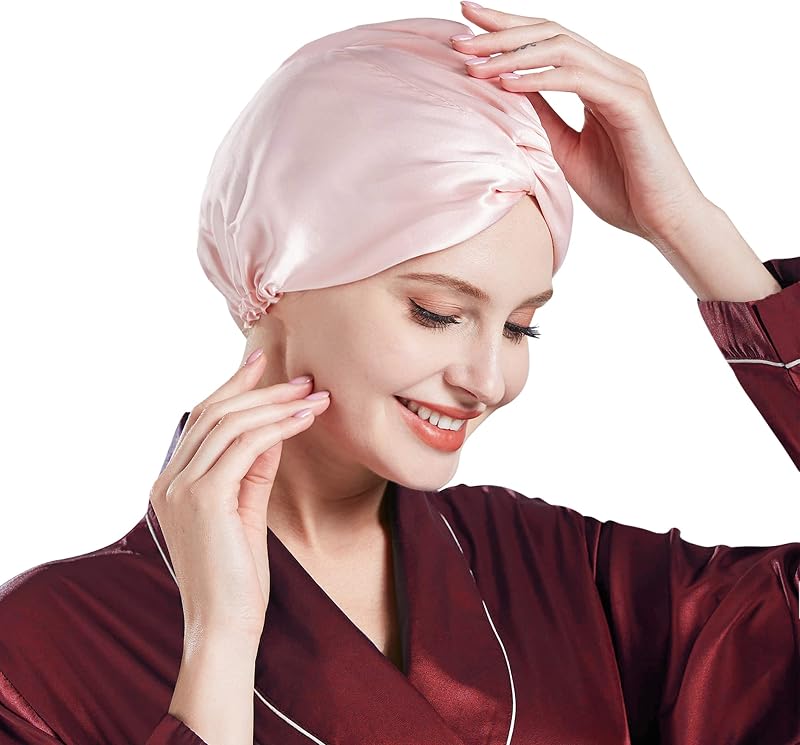 Touca de dormir MIWEN em seda de amoreira, modelo turbante