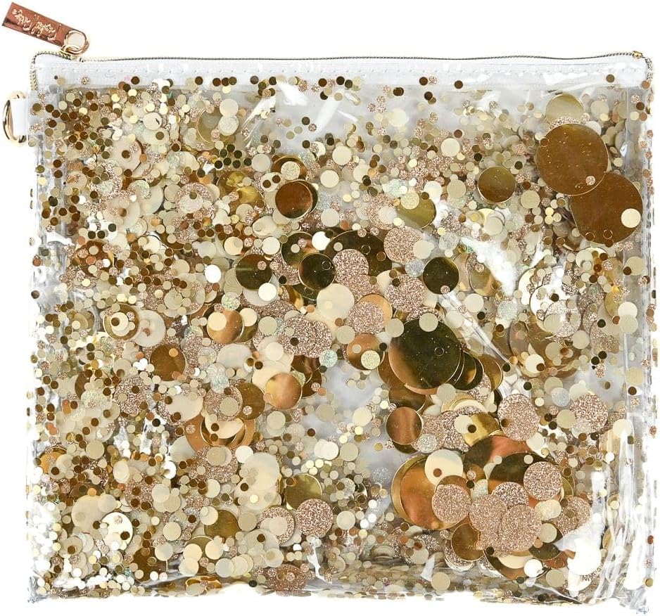 Packed Party Spirit Squad Confetti Everything Pouch, Makeup Bag, Travel Bag,Cosmetic Bag for Women (Good As Gold)