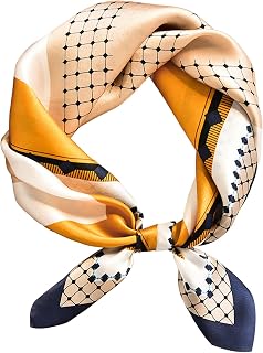 kcctoo 27.5" Mulberry Silk Feeling Square Head Scarf for Women - Soft Satin Neck, Hair, Bag Accessory & Gift
