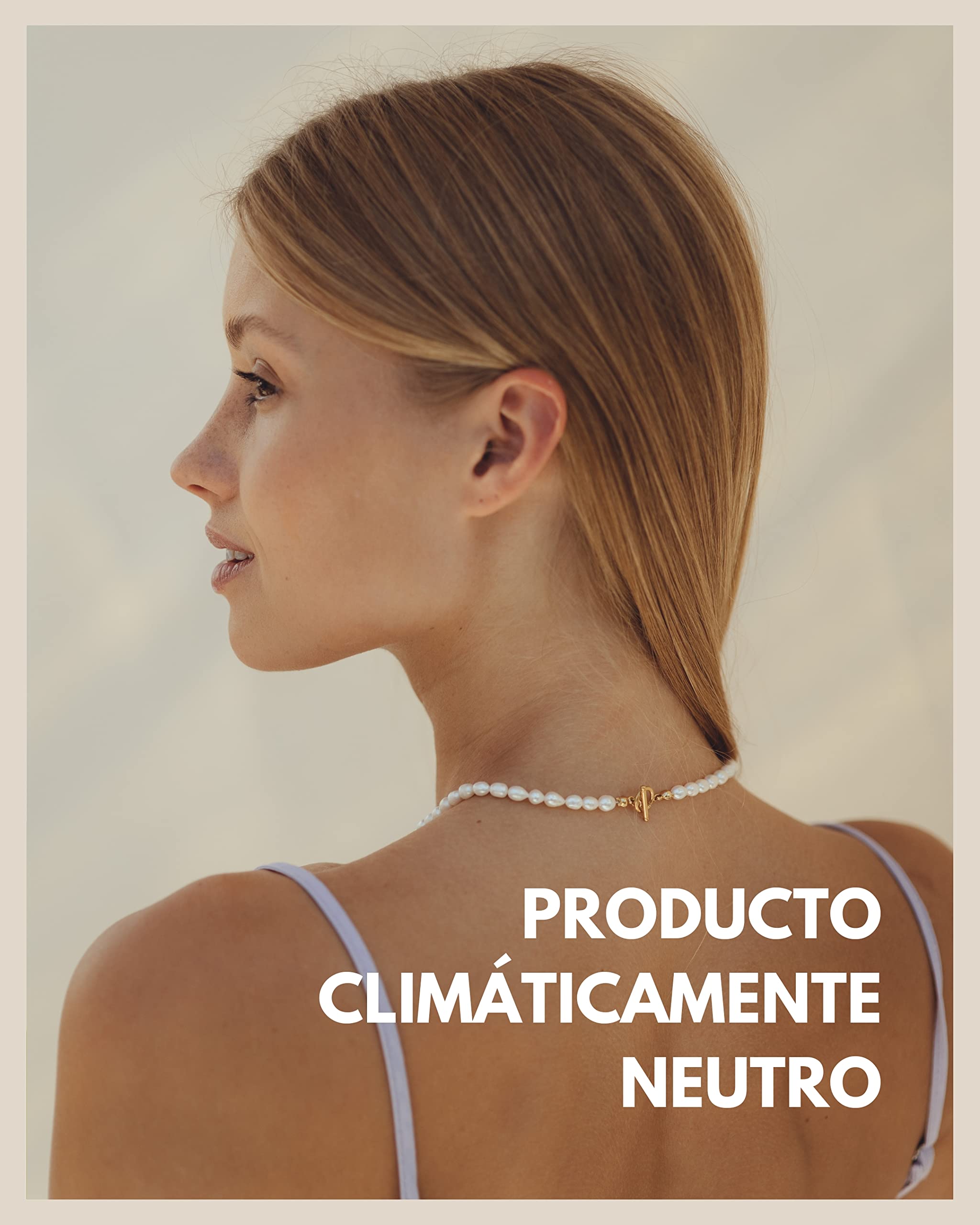 GD GOOD.designs Collar de perlas para mujer con perlas de agua dulce, resistente al agua, cadena de perlas con chapado en oro de 18 quilates (45 cm), sin colgante