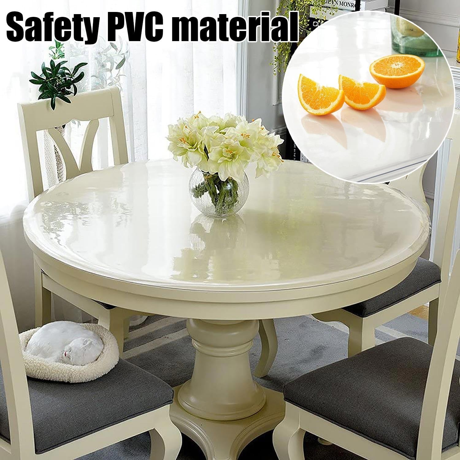 Clear Office Chair Mat Plastic Floor Mat for Hardwood Floor 12" 15" 20" 28" 32" 36" 44" 61" 70" Round Table Protector 1mm Frosted/Transparent Floor Protector for Rolling Chairs(Clear,36 in)