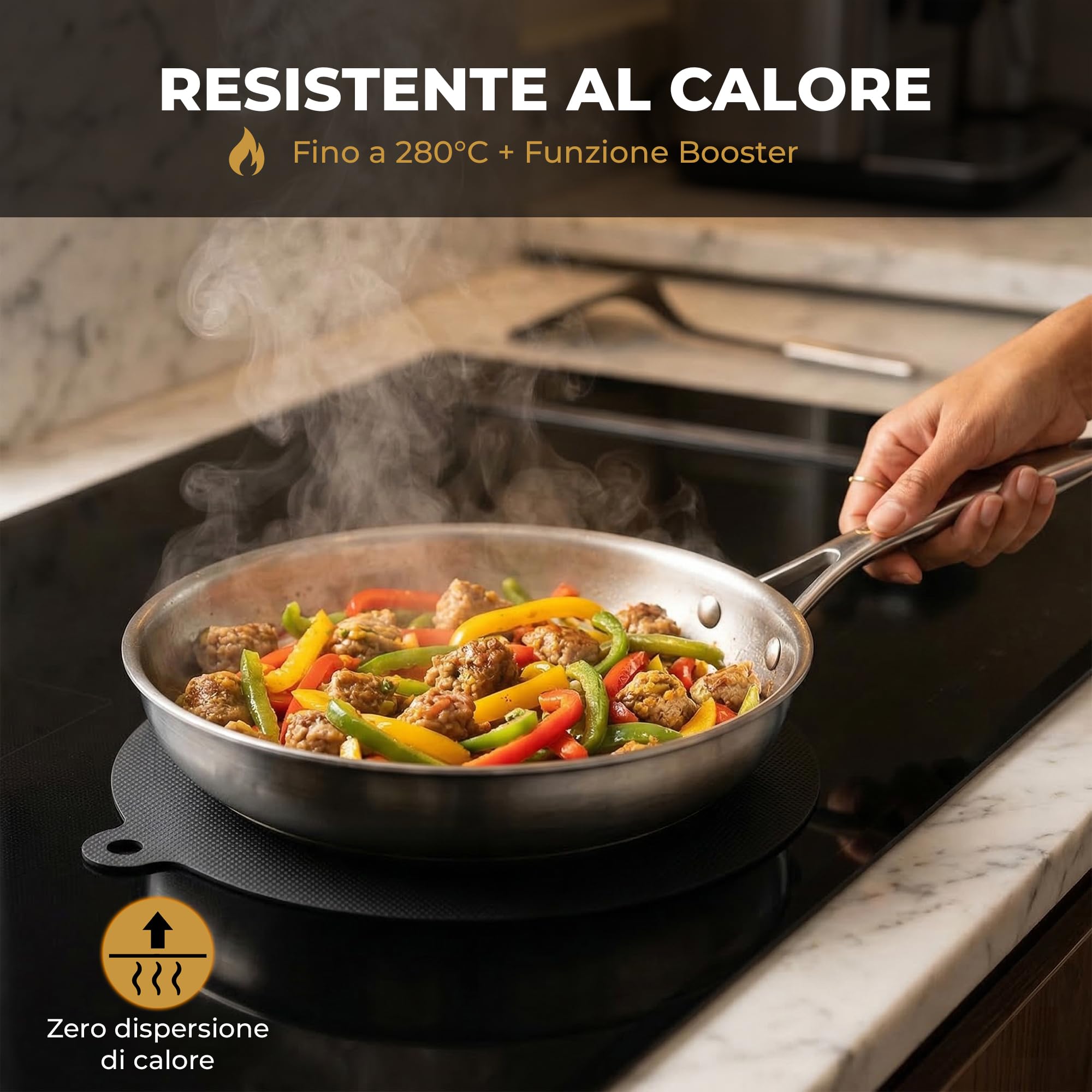 Protezione Piano Induzione 80x52 | Copri Piano Induzione | Tappetino Copertura Proteggi Piano Cottura | Set 5 Tappetini 3x22cm 1x24cm 1x25x35cm | Sottopentola Antigraffio Copri Piastra Induzione - 4