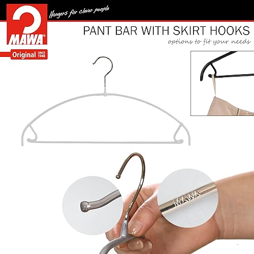 Miniatura 8 de MAWA por Reston Lloyd Euro Series Ultra luzThin antideslizante Space-saving Clothes colgadero con Bar y ganchos para pantalones y faldas, Whie,