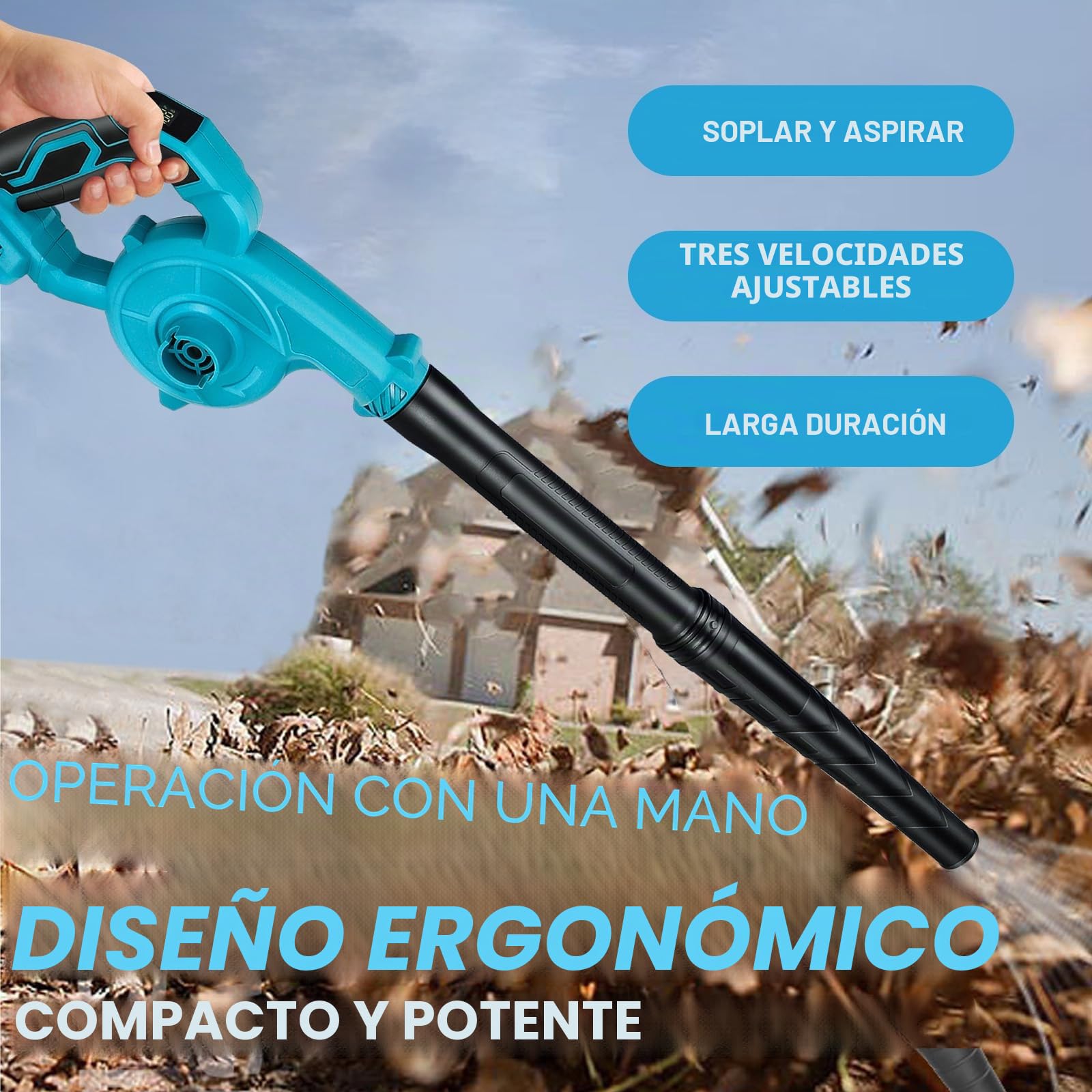 Soplador de hojas con batería Makita de 18 V, 230 MPH 2 en 1, soplador de hojas eléctrico y aspiradora, motor sin escobillas, 3 velocidades, soplador de hojas manual para jardín, hojas, nieve, sin