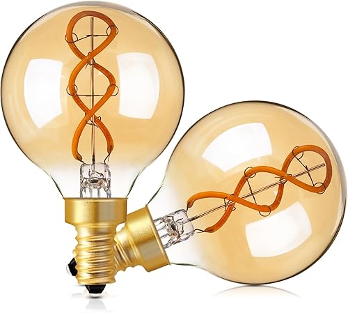 Miniatura 8 de Genixgreen Bombilla LED ámbar E26 regulable, bombilla Edison pequeña vintage equivalente a 40 W de 4 W, G16.5 filamento de globo antiguo, bombillas