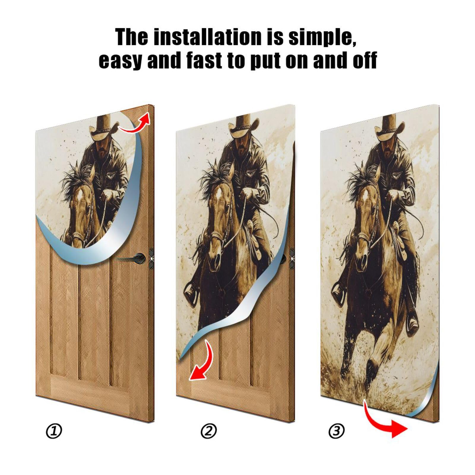FLildon Running Western Cowboy Door Cover Decoration, Party Accessory Porch Decor for Festive Ornament Room Door Covers 32 x 79 Inch