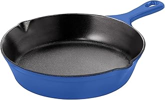 Utopia Kitchen Skillet 6.5 Inch, Cast Iron Chefs Pan, Pre Seasoned Skillet, Safe Grill Cookware for Indoor & Outdoor Use, Blue