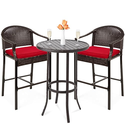 Best Choice Products 3-Piece Patio Bar Table Set, Outdoor Wicker