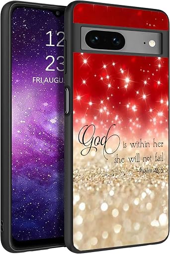 for Google Pixel 7 Case, Stylish Anti-Slip Liquid Silicone Ultra-Thin Body Protection Case, Suitable for Google Pixel 7 Phone Case, Red Flash Reference Psalm 46-5