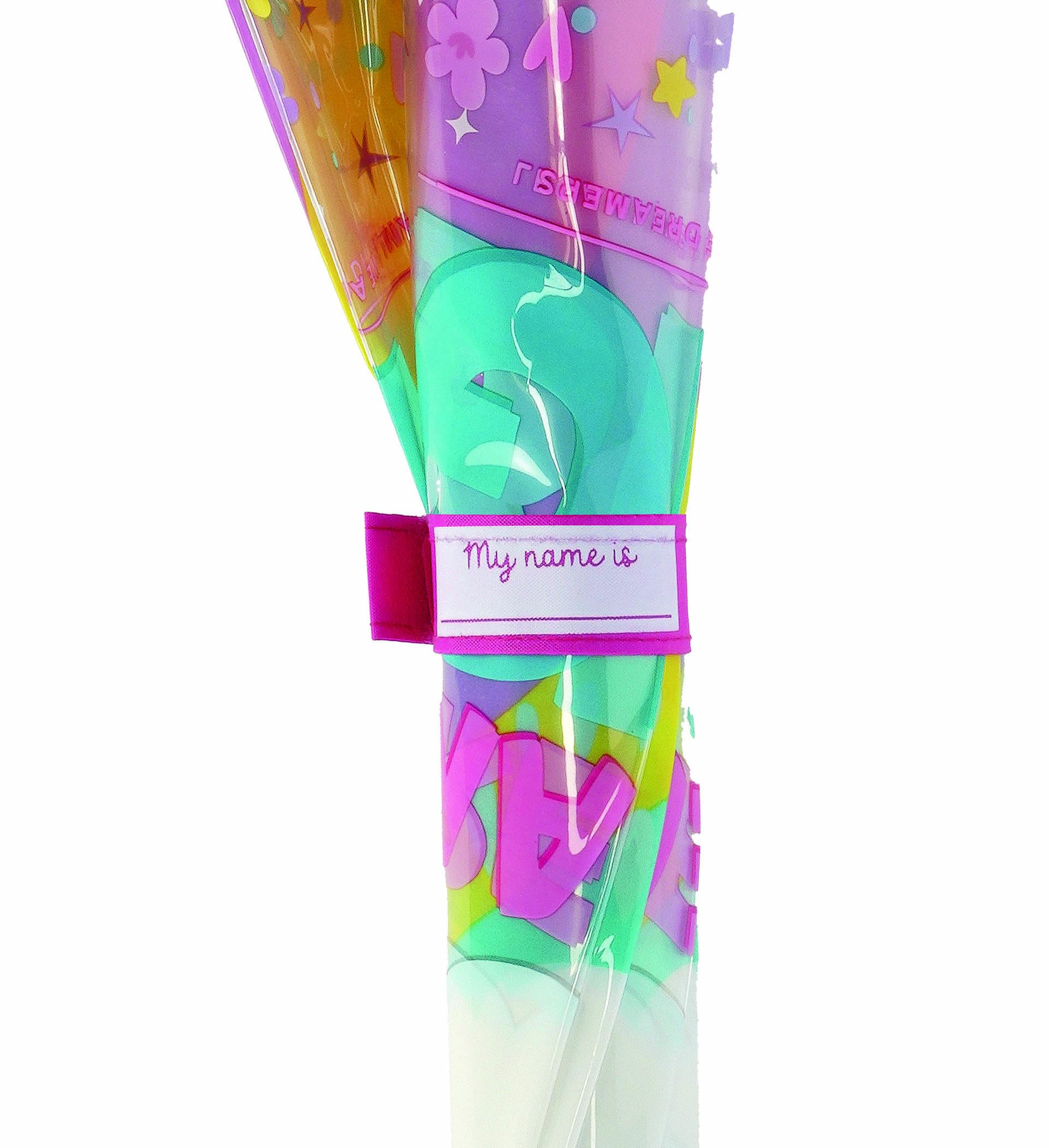 Legami - Ombrello per Bambini Dancin' In The Rain, Tema Unicorn, Struttura Antivento, Apertura manuale, Chiusura in Tessuto con Spazio per Nome, Impugnatura a Gancio, 73x65 cm