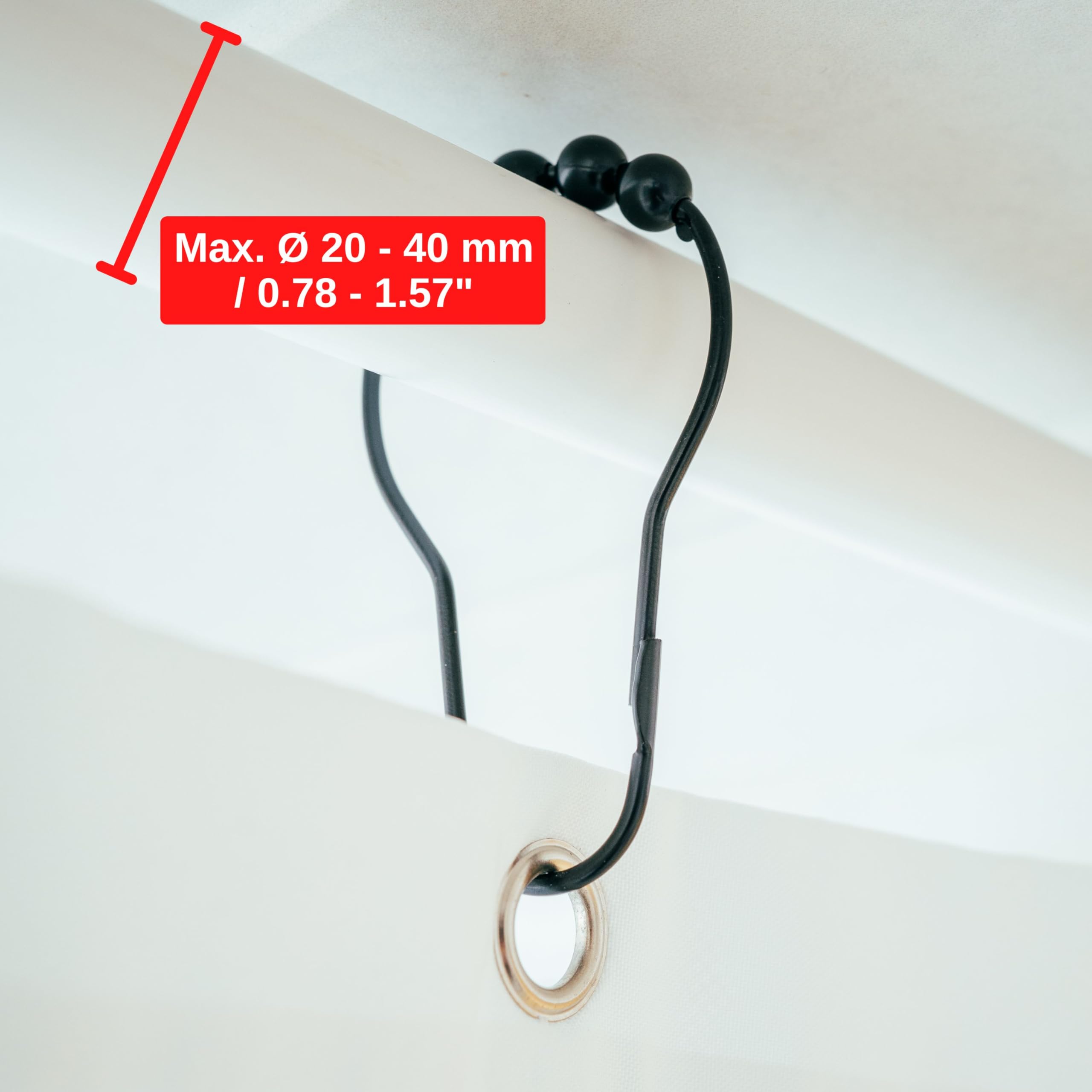 Lot De 24 Anneaux De Douche En Plastique C, Noirs, Convient à