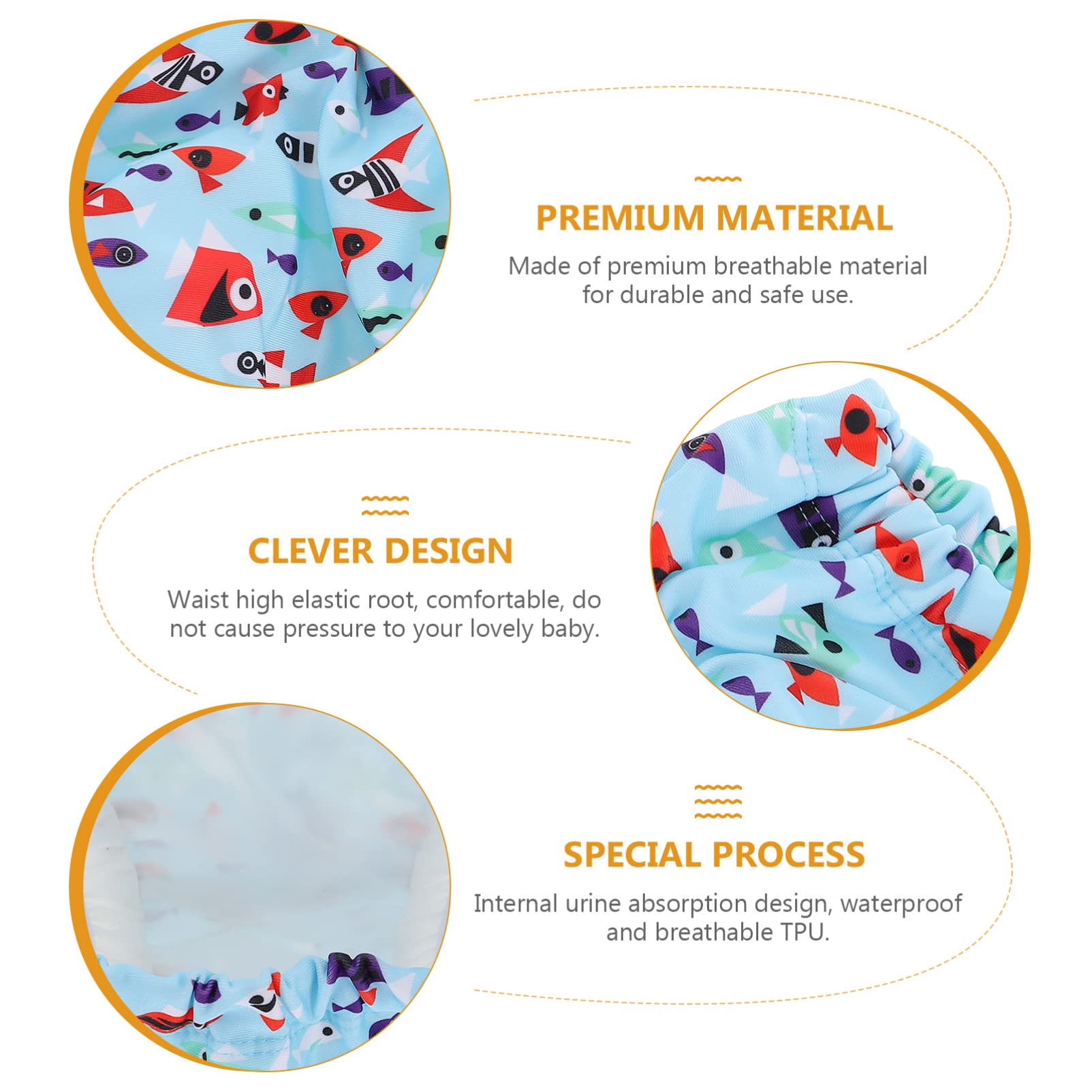 TOYANDONA 4piezas Pañal Bañador Reutilizable Para Bebés Para Natación y Entrenamiento De Baño Diseño y Cómodo Color Lago