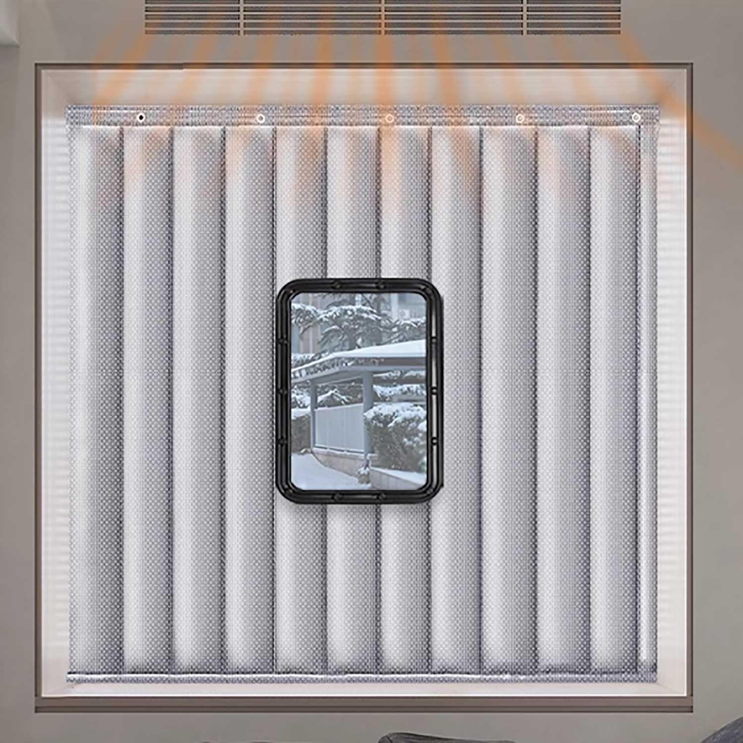 Baumwollvorhänge Verdunkelungsvorhang Vorhang Kälteschutz Schalldichte Vorhänge Mit transparentem Fenster for Wohnwagen, Schlafzimmer, kleine Fenster(Silver,80x100cm(32x39in))