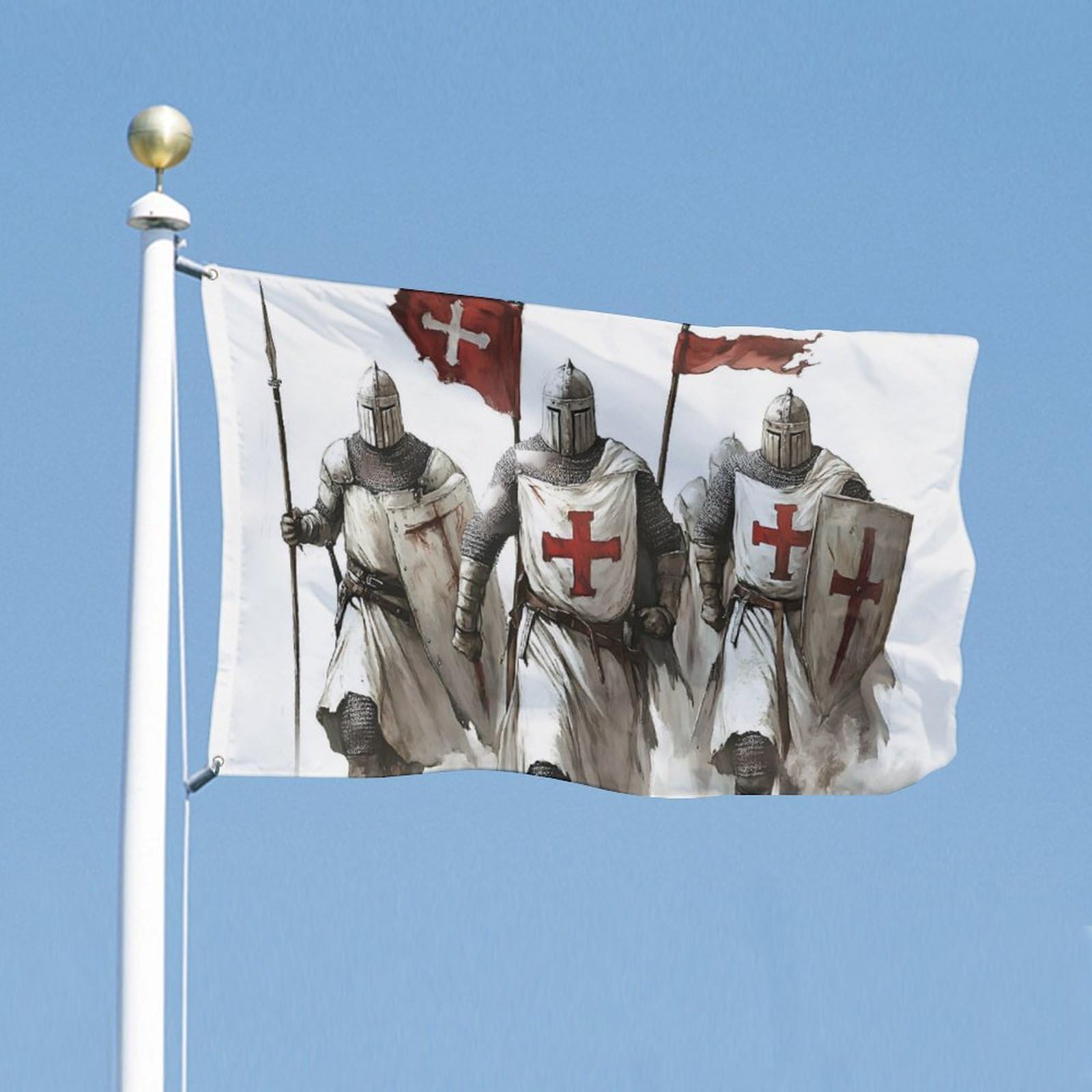Knights Templar Multifunctional Garden Flag Printed Welcome House Flags Memorial Day Banners for Yard Outdoor - Image 3