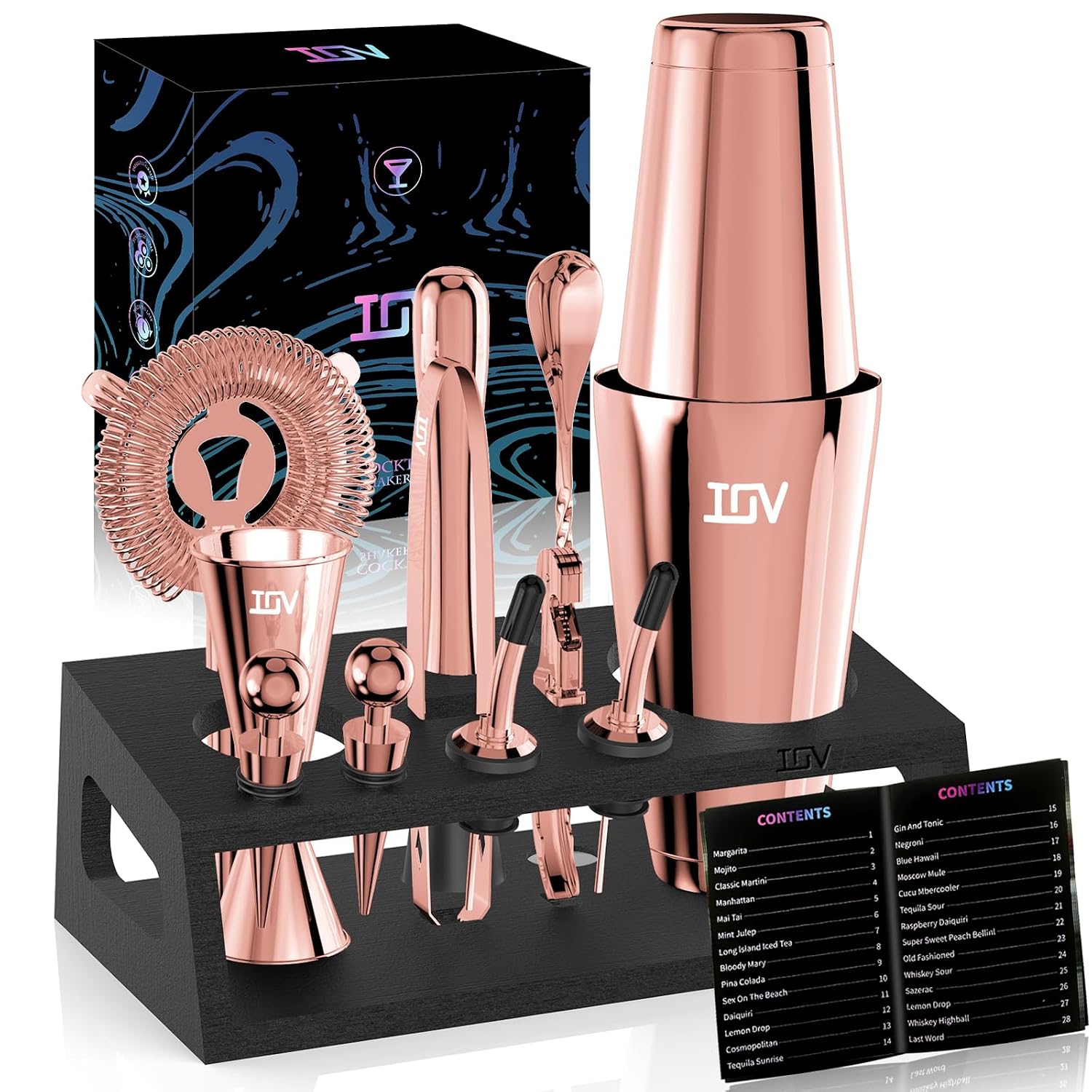IOV Cocktail Shaker Set: 12-Piece Mixology Bartender Kit Bar Set | 18oz & 28oz Boston Shaker Drink Mixing Tools for Home w... - Review, Price and Buying Guide