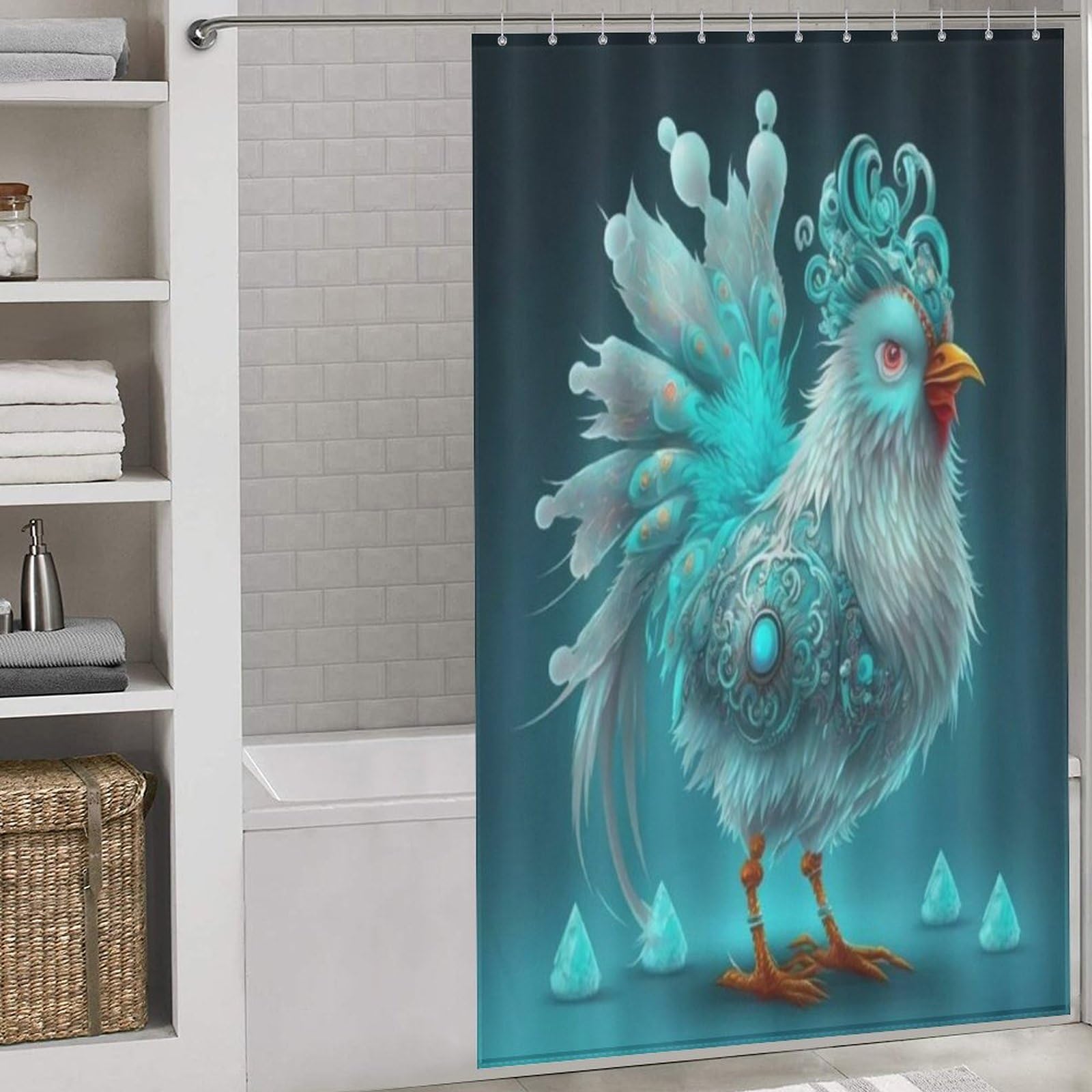 Rideau de douche poussin en tissu polyester de qualité supérieure imperméable 140x183