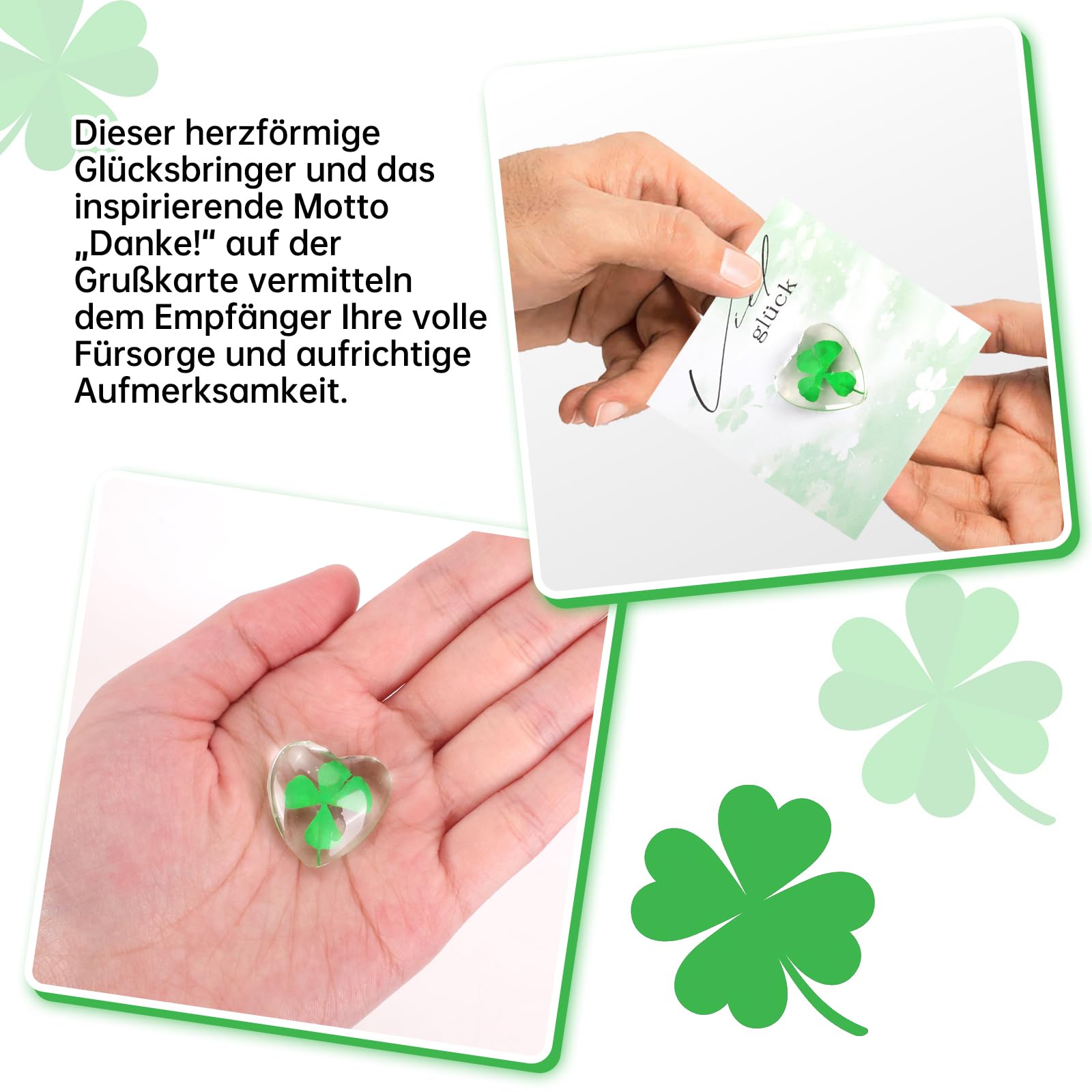 Hicarer Set Regalo Portafortuna – Bambola Quadrifoglio A Maglia, Portachiavi Trifoglio E Angelo Custode, Con Biglietto Incoraggiante